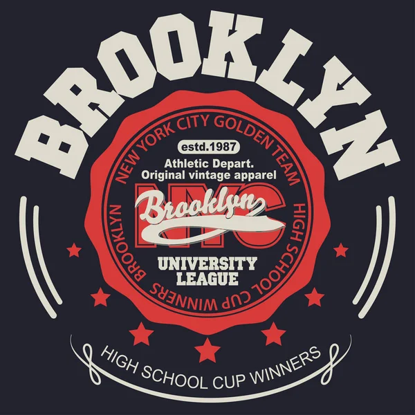 Brooklynská grafika trička. Sportovní design New Yorku. Vektor — Stockový vektor