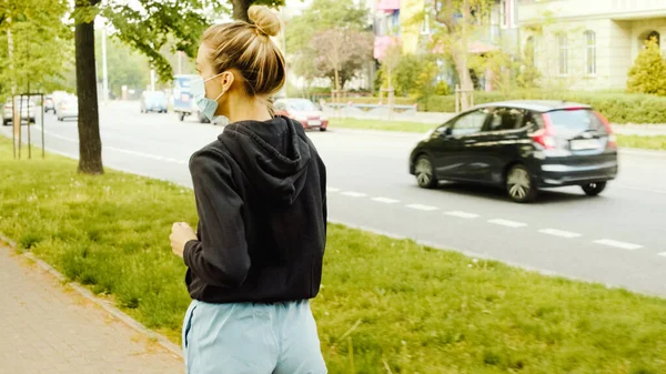 Young Active Woman Jogging City Park — Stock Photo, Image