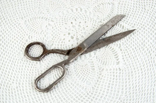 Old vintage scissors on white — Stock Photo, Image