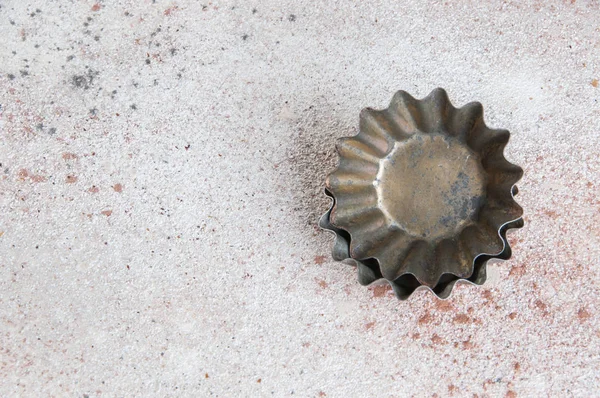 Moldes Galletas Metal Vintage Sobre Fondo Hormigón Copiar Espacio Para — Foto de Stock