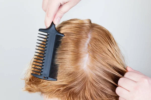 Sušení Vlasový Styling Zblízka — Stock fotografie