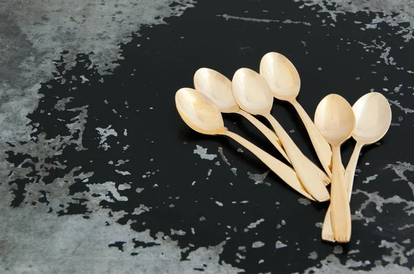 Vintage golden coffee spoons — Stock Photo, Image