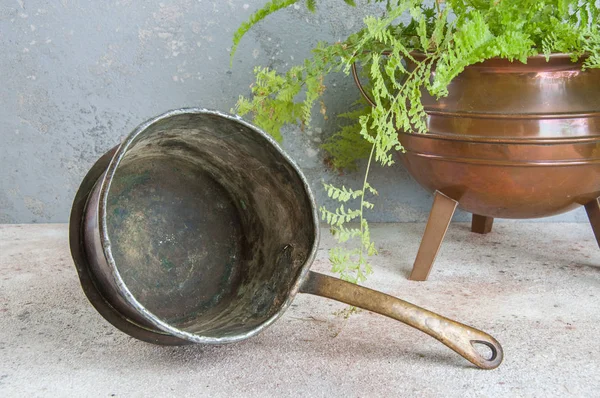 Gamla vintage koppar pot — Stockfoto