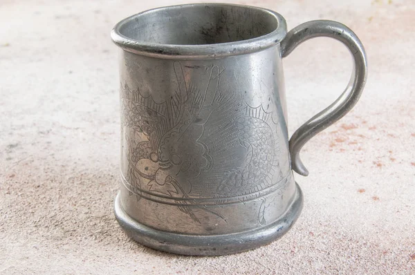 Vintage pewter beer mug closse up — Stock Photo, Image