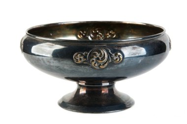 Beyaz üzerinde izole Vintage metal vazo