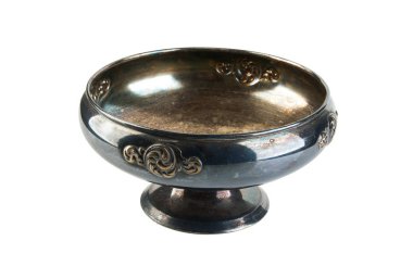 Beyaz üzerinde izole Vintage metal vazo