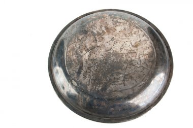 Beyaz arka planda izole Vintage metal plaka. 