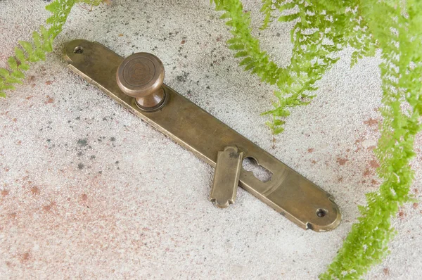 Vintage brass door handle — Stock Photo, Image