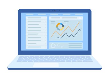 Dizüstü bilgisayar düz tasarım stil simgesi - vektör illüstrasyon