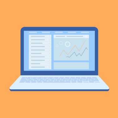 Dizüstü bilgisayar düz tasarım stil simgesi - vektör illüstrasyon