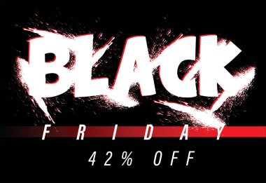 Siyah arkaplanda beyaz boya lekeleri olan siyah cuma grafik tasarımı alışveriş anlaşmalarını destekliyor.