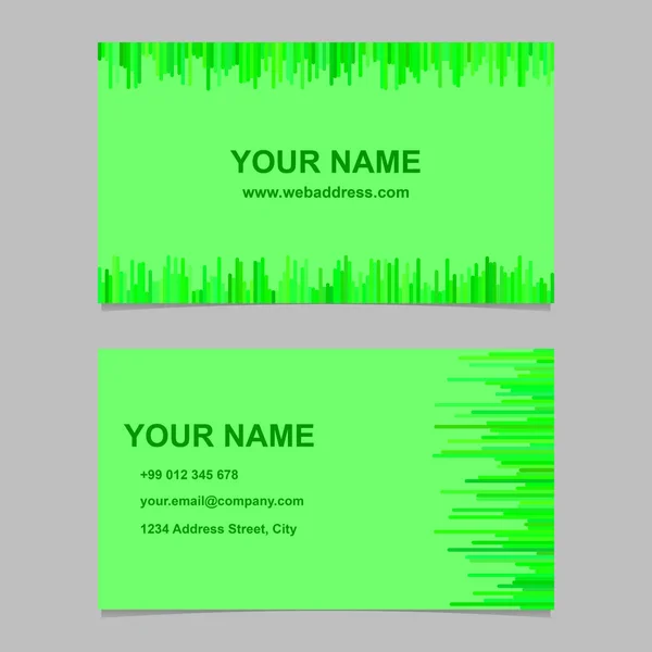 Зеленый современный дизайн визитной карточки - векторная графика с горизонтальными и вертикальными полосами — стоковый вектор