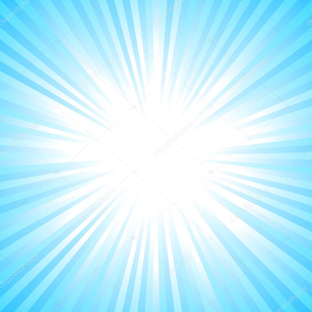 Light blue abstract sun burst background - gradient sunlight vector graphic