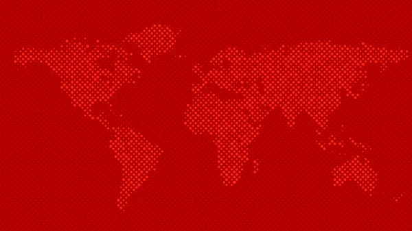 Fond rouge de carte du monde demi-ton avec des points — Image vectorielle