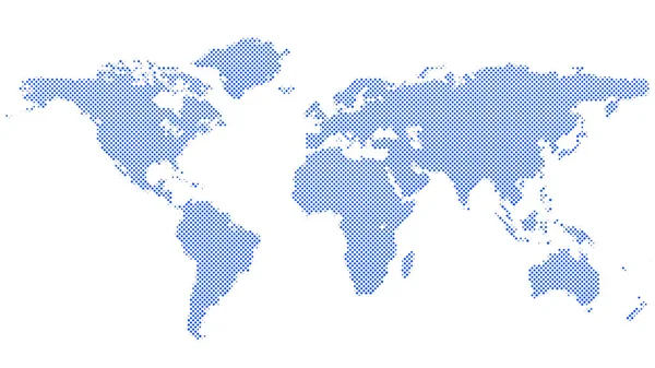 Mavi noktalı resim daire desen dünya harita arka plan — Stok Vektör