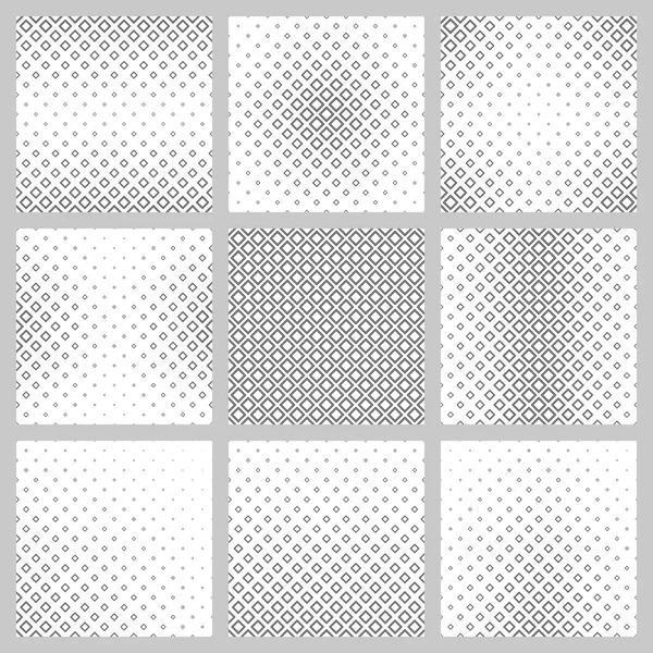 Conjunto de nueve patrones cuadrados diagonales monocromáticos — Vector de stock