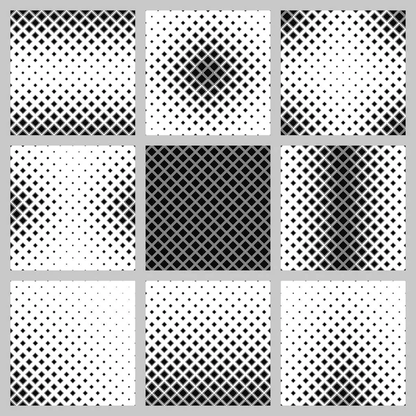 Ensemble de neuf motifs carrés monochromes — Image vectorielle