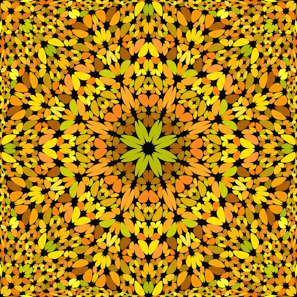 Repeating petal kaleidoscope mandala pattern wallpaper design - symmetrical vector background illustration — Stock Vector