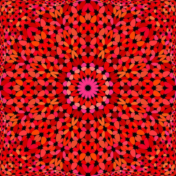 Rote nahtlose abstrakte florale Kaleidoskop Mandala-Muster Hintergrund — Stockvektor