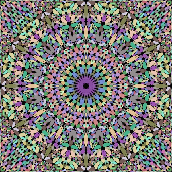 Kleurrijke naadloze bloem mozaïek mandala patroon achtergrond - abstract ornament behang vectorillustratie — Stockvector