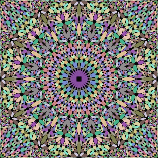 Colorido flor sem costura mosaico mandala fundo padrão - vetor abstrato ornamento papel de parede ilustração —  Vetores de Stock