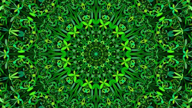 Yeşil çiçekli bahçe mandala desen duvar kağıdı - etnik vektör meditasyon arka plan grafiği