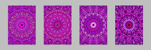 Lila abstrakte Blume Mosaik Mandala Muster Seite Hintergrund Set — Stockvektor