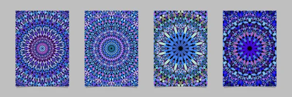 Μπλε πέτρα καλειδοσκόπιο μάνταλα μοτίβο φυλλάδιο φόντο σετ — Διανυσματικό Αρχείο
