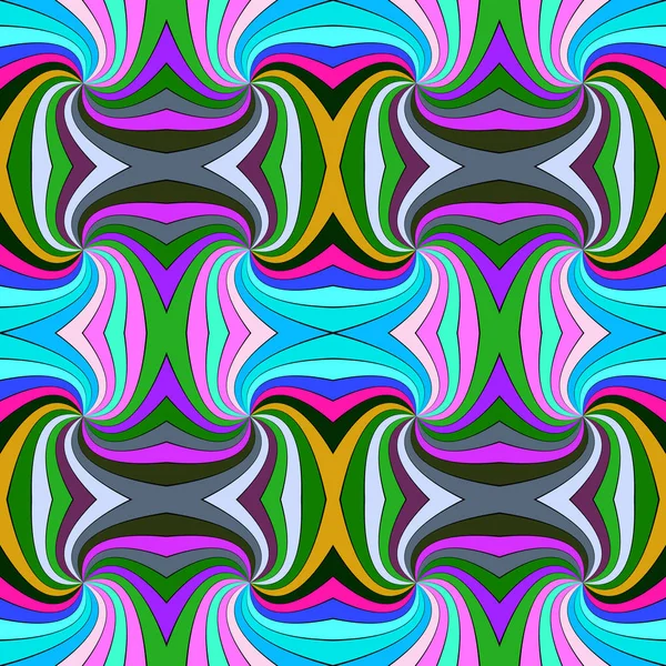 Colorido abstrato hipnótico sem costura padrão de vórtice listrado design de fundo de raios girando —  Vetores de Stock