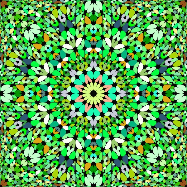 Barevný kaleidoskop bezešvé květinové mandaly pozadí - abstraktní grafické tapety ornament — Stockový vektor