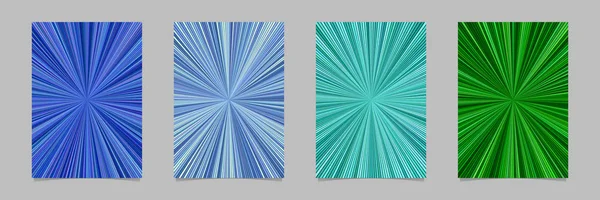 Набор шаблонов фоновых листовок - векторные канцелярские конструкции с радиальными полосами — стоковый вектор