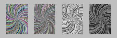 Hipnotik soyut sarmal patlama şerit sayfa arka plan şablonu kümesi - vektör ileti örneği tasarımı