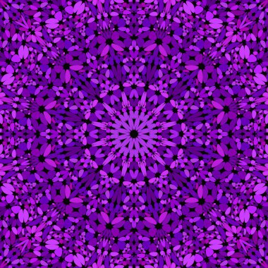 Mor petal süslü mandala desen duvar kağıdı tasarımı - simetrik vektör arka plan grafiği