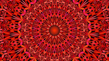 Kırmızı çiçek bahçesi mandala desen duvar kağıdı - oryantal vektör yoga arka plan grafiği