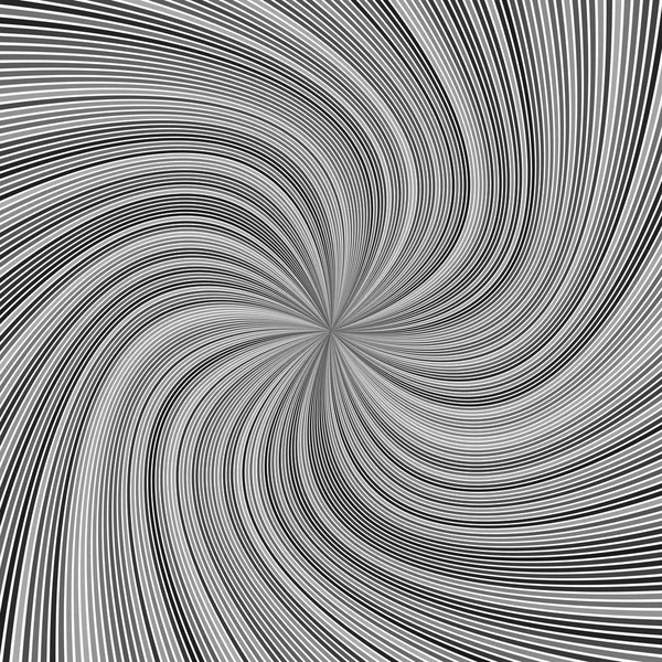 Gris psicodélico espiral geométrica raya fondo - vector gráfico de rayos curvos — Vector de stock