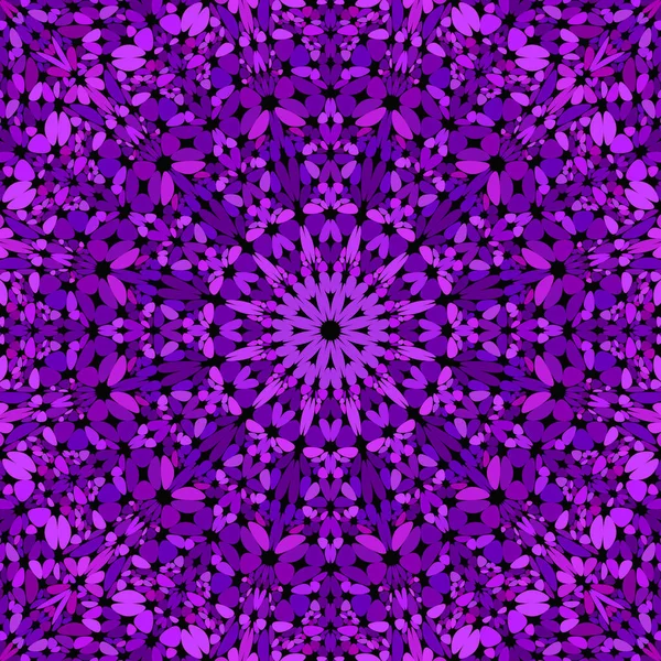 Pétalo púrpura adornado mandala patrón de diseño de fondo de pantalla - vector simétrico gráfico de fondo — Vector de stock