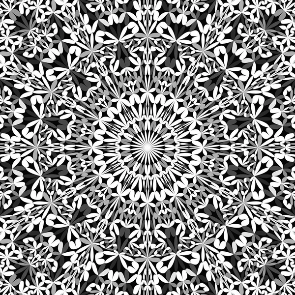 Grey botanical kaleidoscope mandala background - abstract vector wallpaper — Stock Vector