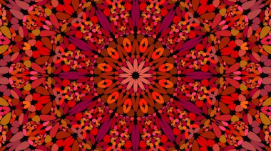 Kırmızı taş kaleydoskop mandala desen arka plan tasarım - soyut vektör süs duvar kağıdı illüstrasyon