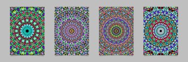 Renkli soyut çiçek mozaik mandala desen poster arka plan tasarım seti