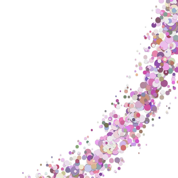 Plantilla de fondo confeti curvado abstracto en blanco con círculos dispersos — Vector de stock