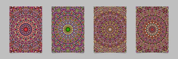 Bunte abstrakte florale Kaleidoskop Mandala Muster Poster Hintergrund Vorlage Set — Stockvektor