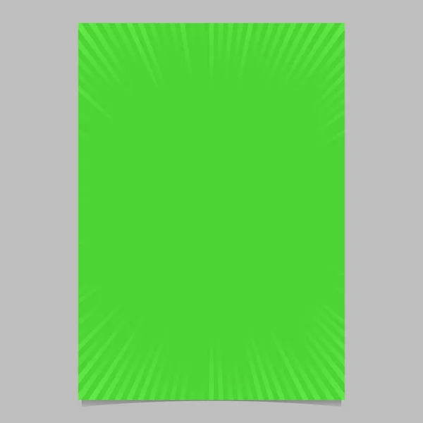 Plantilla de fondo de folleto de estallido de rayos abstractos verdes: gráfico de papelería vectorial de rayos rayados radiales — Vector de stock