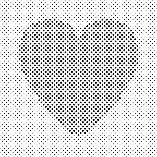 Diseño de fondo en forma de corazón de puntos negros — Vector de stock