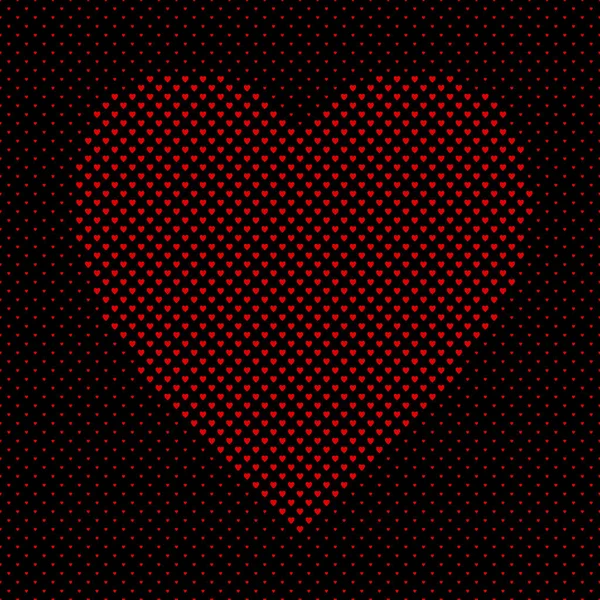 Patrón en forma de corazón gráfico de fondo de corazones rojos — Archivo Imágenes Vectoriales