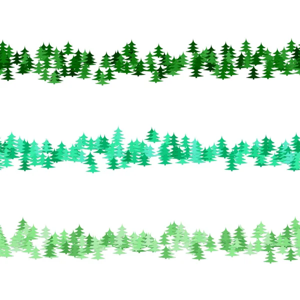 원활한 녹색 소나무 무늬 단락 구분선 세트 — 스톡 벡터