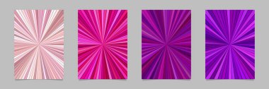 Hipnotik soyut çizgili ışın patlaması desen poster arka plan seti