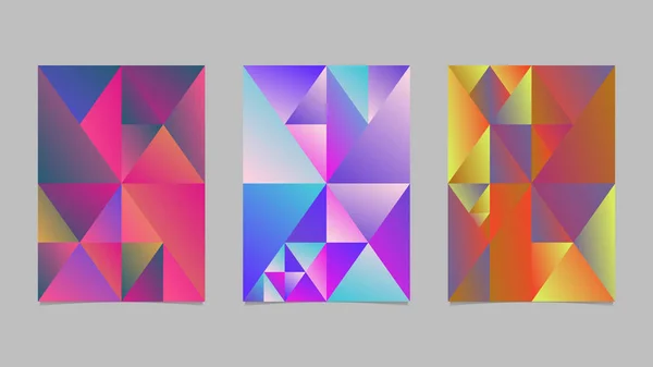 Abstract gradient triangle mosaic page background template set — Stock Vector
