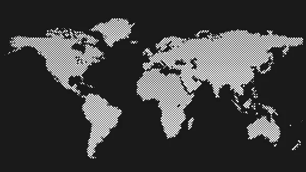 Halbtonpunktmuster Weltkarte Hintergrunddesign — Stockvektor