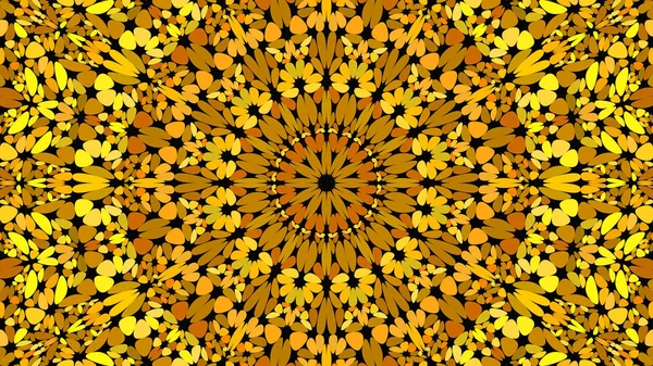 Laranja floral caleidoscópio mandala fundo design - ilustração vetorial — Vetor de Stock