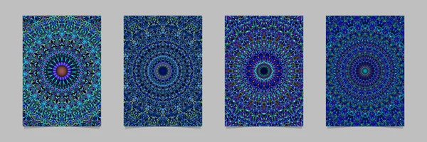 Azul floral caleidoscópio mandala poster fundo modelo definido — Vetor de Stock
